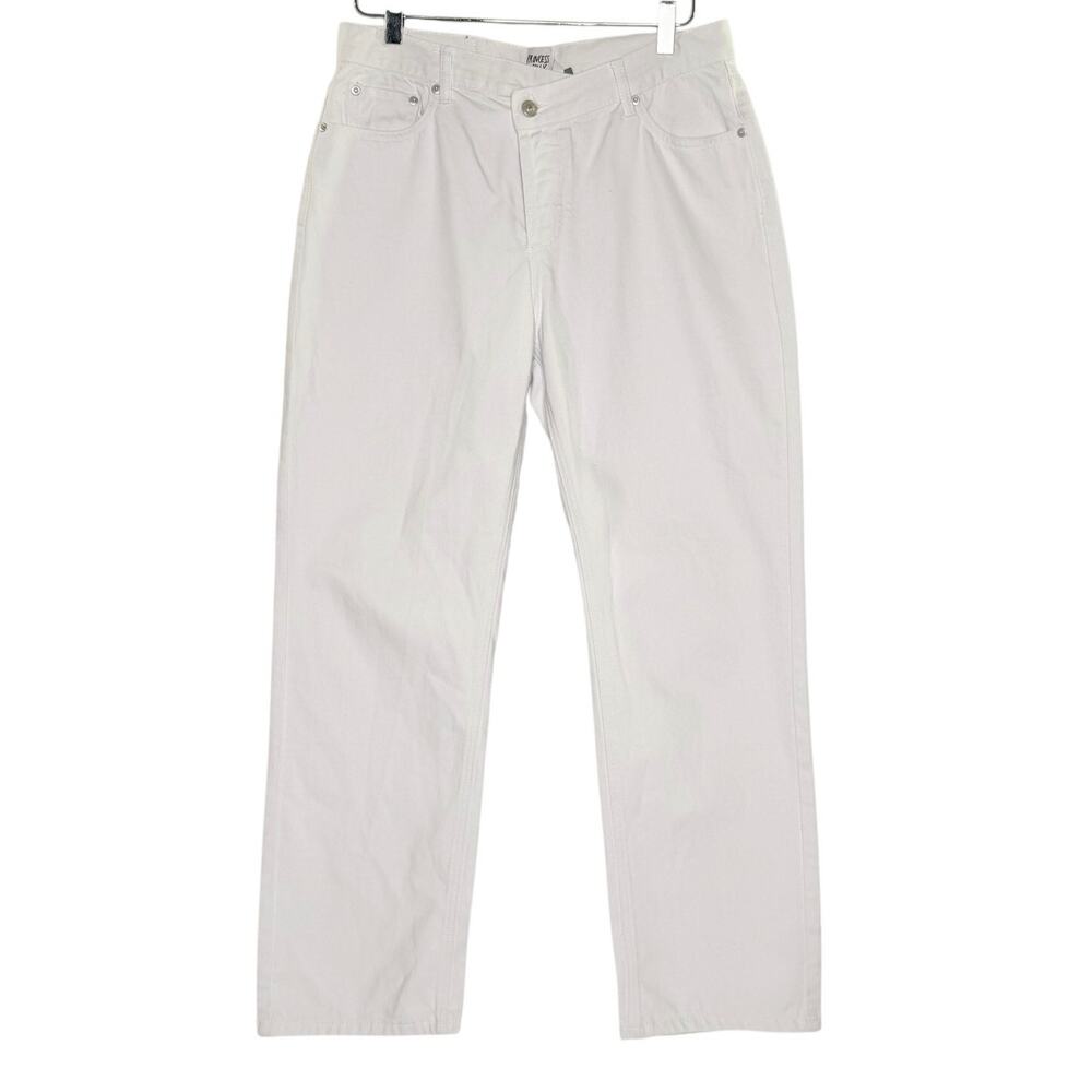 Princess Polly Holly Asymmetrical Jeans 8 NEW White High Rise Crisscross Waist